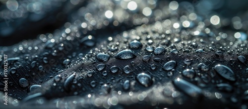 Water droplets on fabric designed to allow breathability. photo