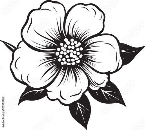 Monochrome Bloom Essence Iconic Symbol Singular Petal Silhouette Black Emblem
