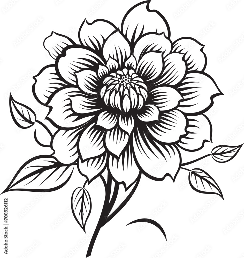 Obraz premium Ethereal Bloom Vector Monochrome Logo Sleek Petal Icon Iconic Emblem