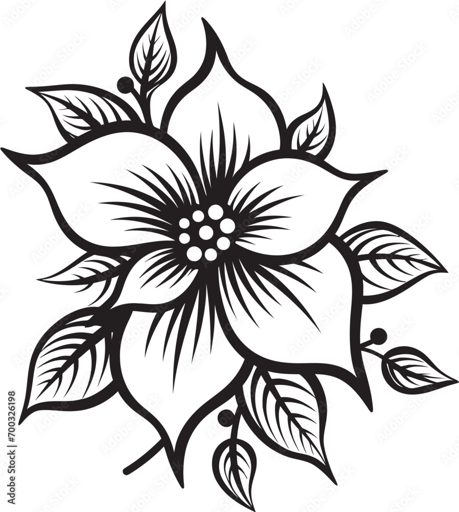 Obraz premium Elegant Floral Vector Monochrome Emblem Sleek Bloom Emblem Iconic Monotone