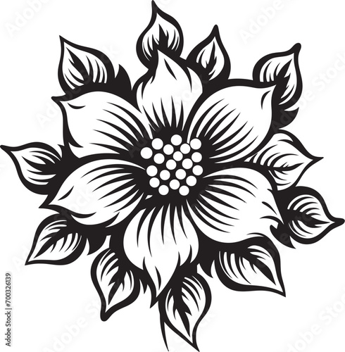 Artistic Petal Elegance Vector Monotone Botanical Signature Chic Iconic Emblem