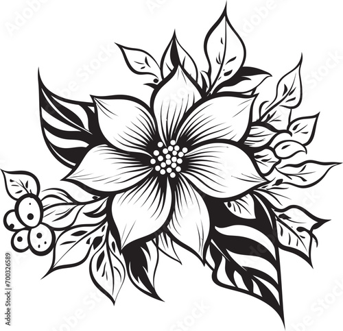 Artistic Floral Impression Vector Monotone Botanical Elegance Iconic Emblem