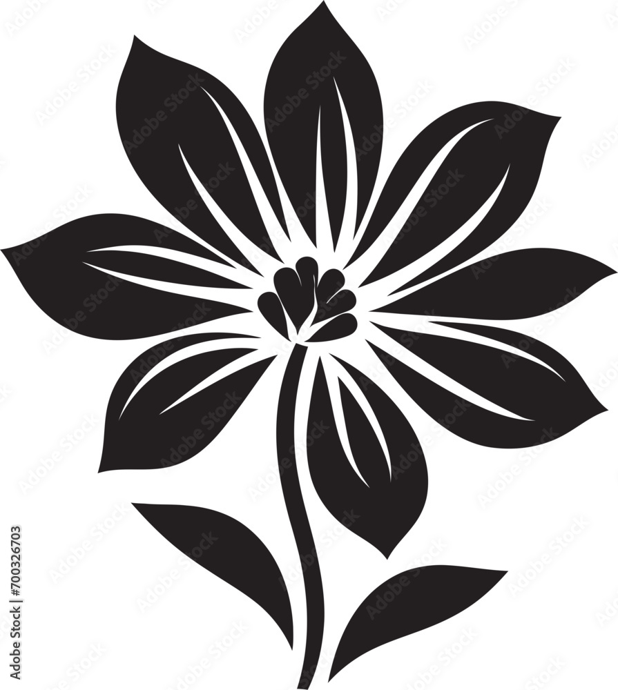 Obraz premium Stylish Botanical Impression Monochrome Emblem Monochrome Blossom Iconic Vector Emblem