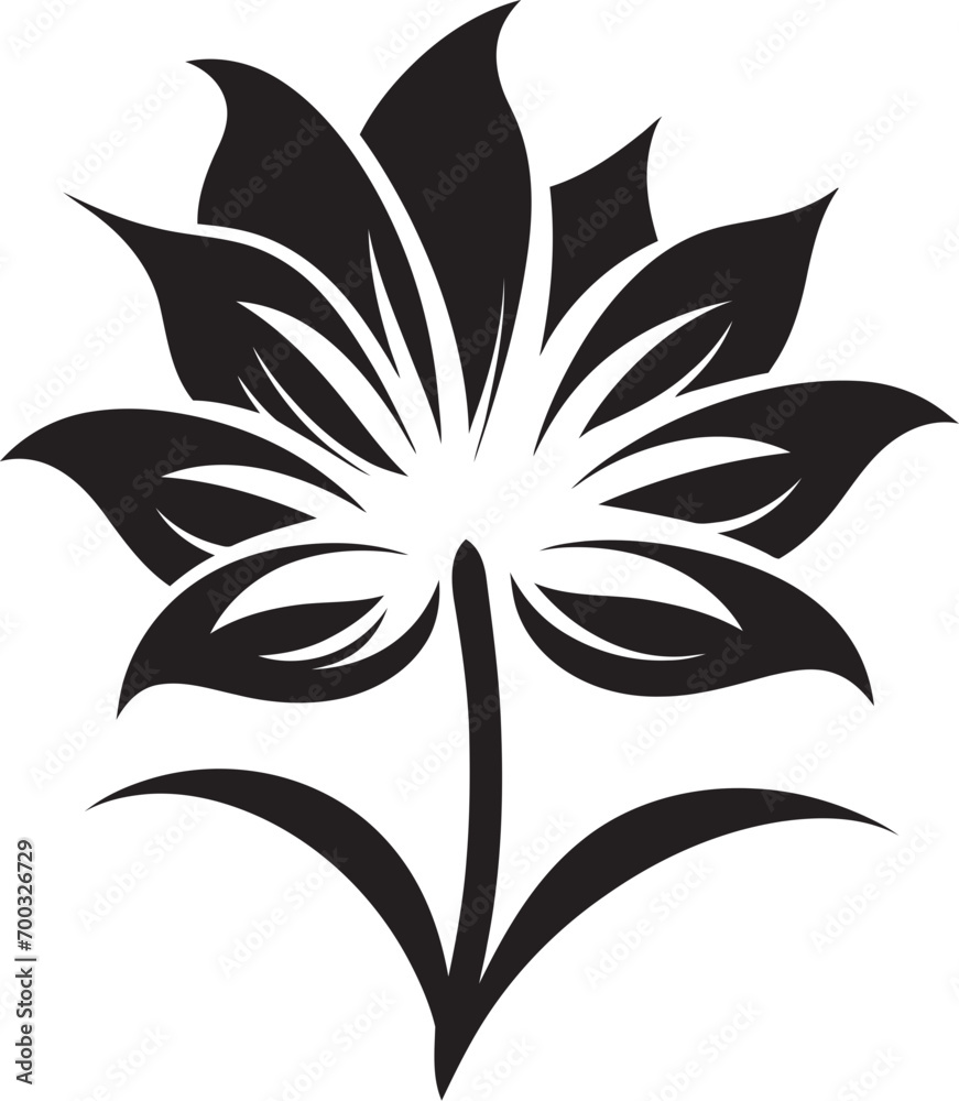 Artistic Bloom Icon Monochrome Styling Ethereal Blossom Mark Black Vector Symbol Artistic Bloom Icon Monochrome Styling Ethereal Blossom Mark Black Vector Symbol