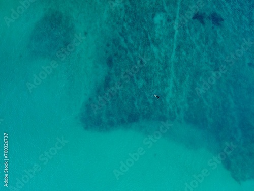 aerial ocean view of the azure blue Pacific ocean