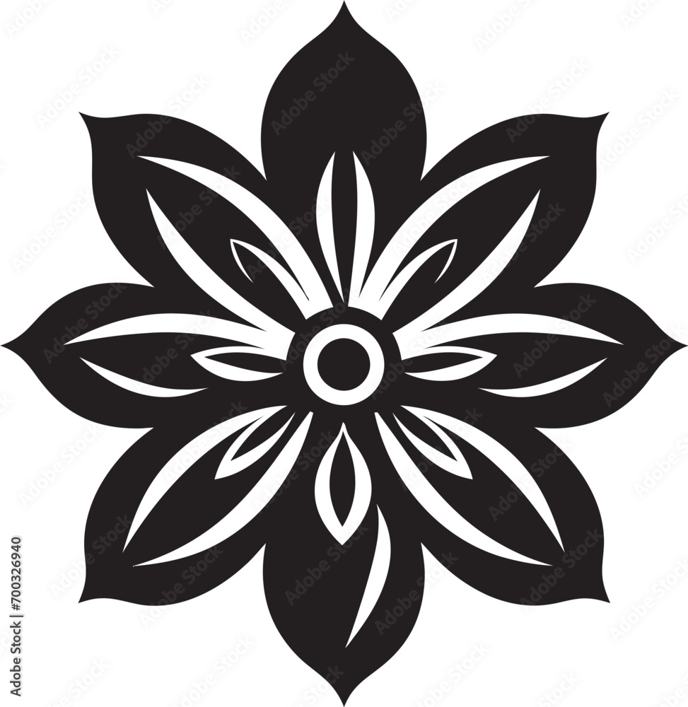 Fototapeta premium Monochrome Blossom Iconic Logo Detail Singular Petal Silhouette Stylish Emblem