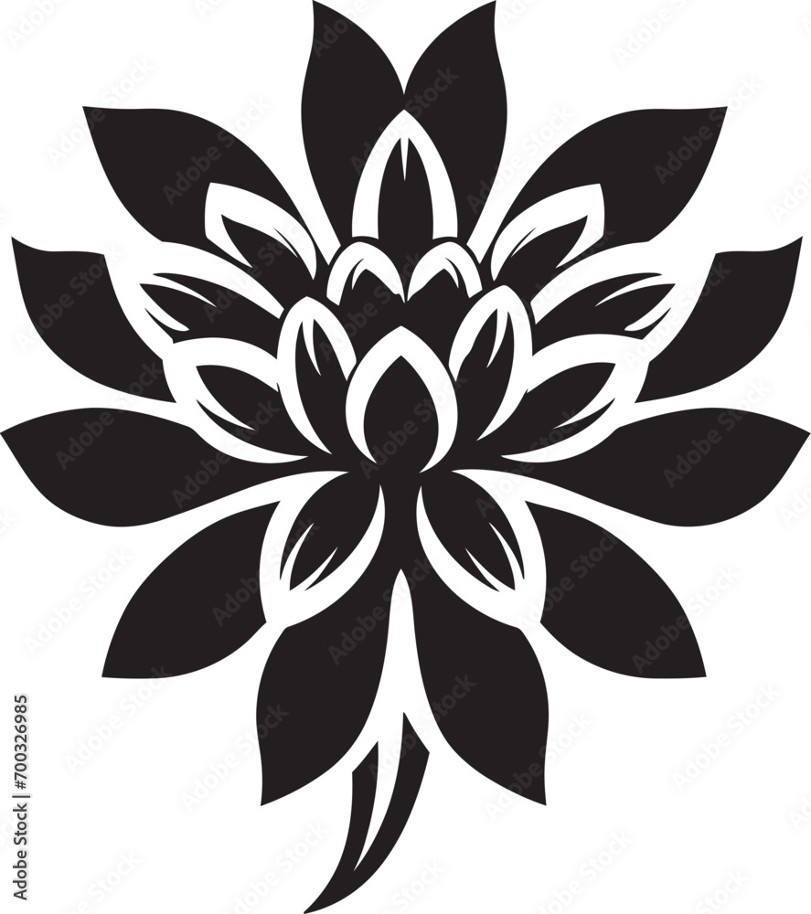 Fototapeta premium Minimalistic Petal Emblem Iconic Vector Detail Elegant Bloom Icon Monochrome Emblem Detail
