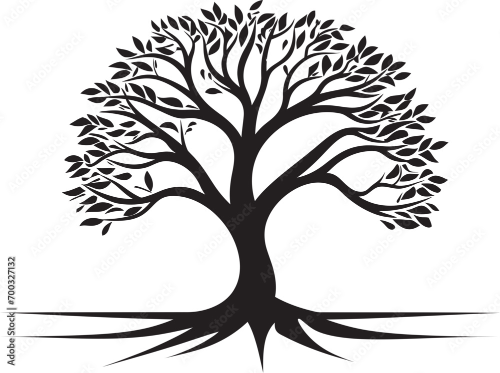 Obraz premium Stylish Vector Oak Emblematic Mark Elegant Black Logo Tree Icon Detail
