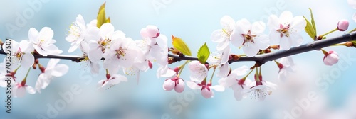Close up photo at beautiful branch of a cherry tree in full blossom