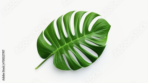 Monstera Leaf on White Background. Green, Environment, Decoration
