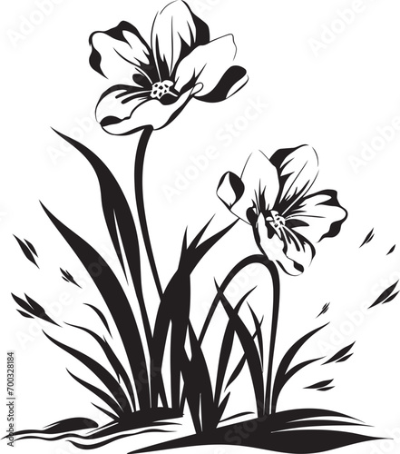 Arctic Petal Sketch Monochrome Iconic Detail Frost kissed Winter Blooms Stylish Vector