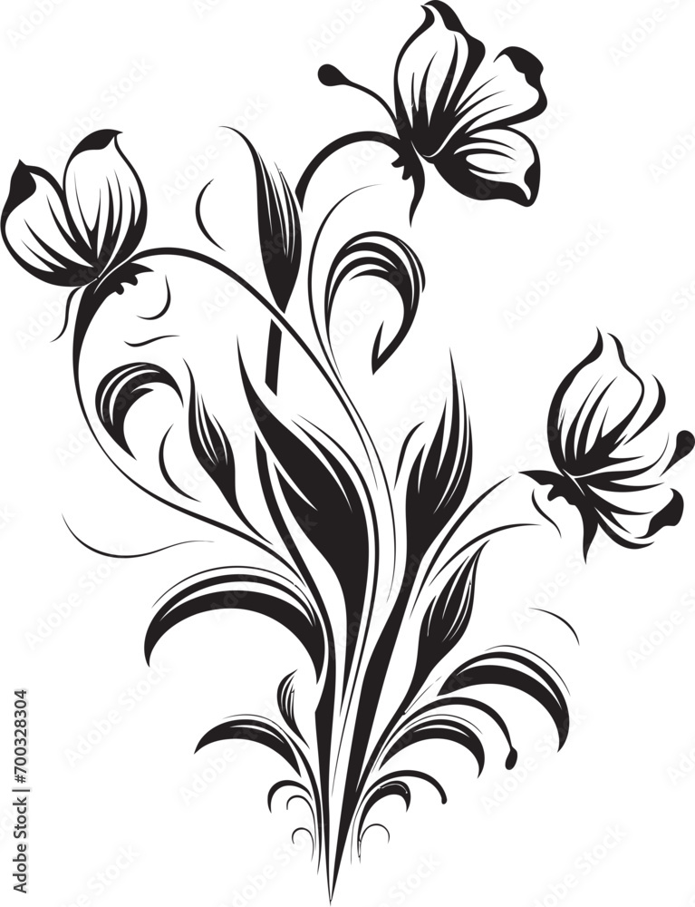 Snowy Floral Detail Black Emblematic Design Chilled Petal Sketch Stylish Vector Mark Snowy Floral Detail Black Emblematic Design Chilled Petal Sketch Stylish Vector Mark