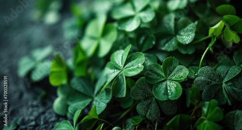 a bunch of clover leaves on a dark background
