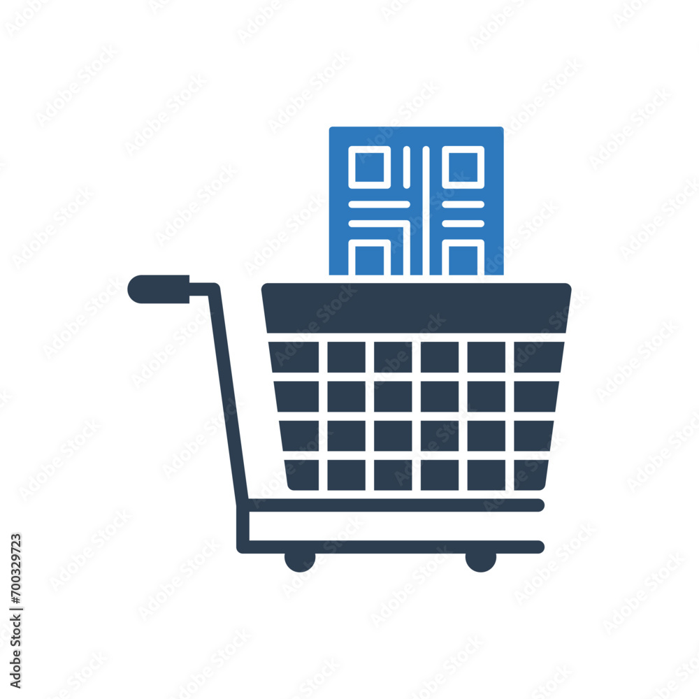 Shopping Cart With Qr Code Icon Shopping Cart With Qr Code Icon