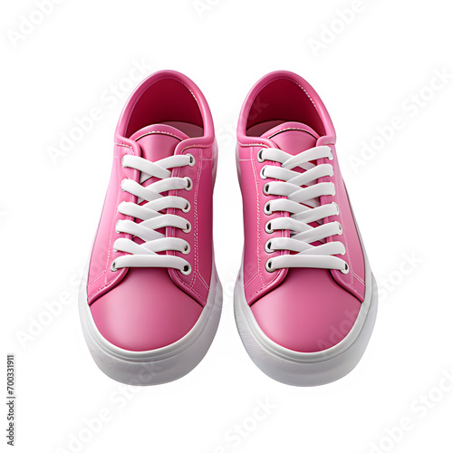 pink sneakers isolated on transparent background ,pink shoes png ,generative ai