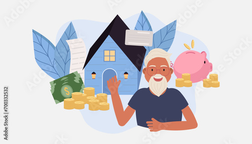 concept of private pension, retirement investment pension fund for the elderly. Vector illustration