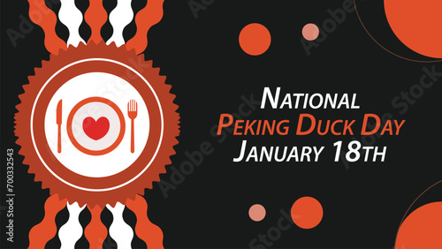 National Peking Duck Day vector banner design. Happy National Peking Duck Day modern minimal graphic poster illustration.