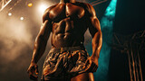 Muscle Reverie: The Intensity of a Bodybuilding Spotlight. Generative AI