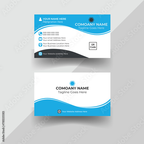 Blue Color Natural Shape Double-sided own Concept Corporate business card layout template