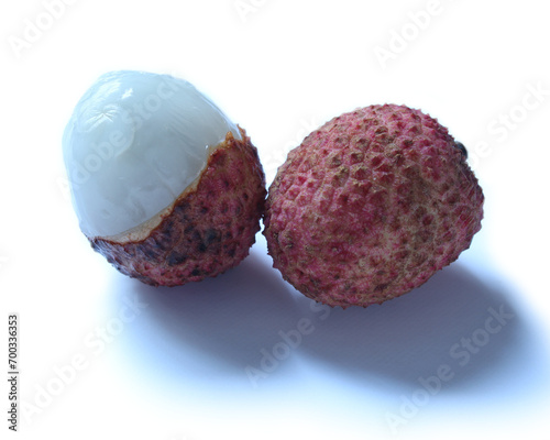 Tasty fresh Lychee fruit isolated on white background.