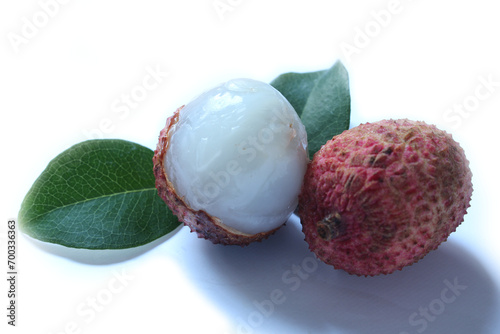 Tasty fresh Lychee fruit isolated on white background.