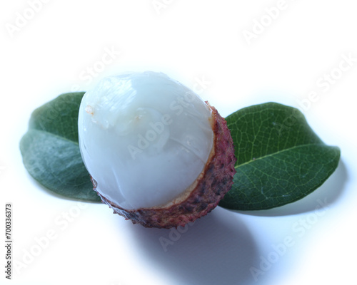 Tasty fresh Lychee fruit isolated on white background.