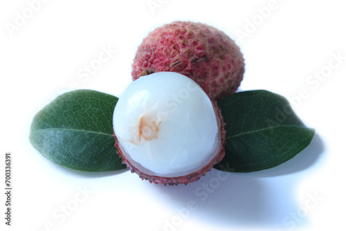 Tasty fresh Lychee fruit isolated on white background.