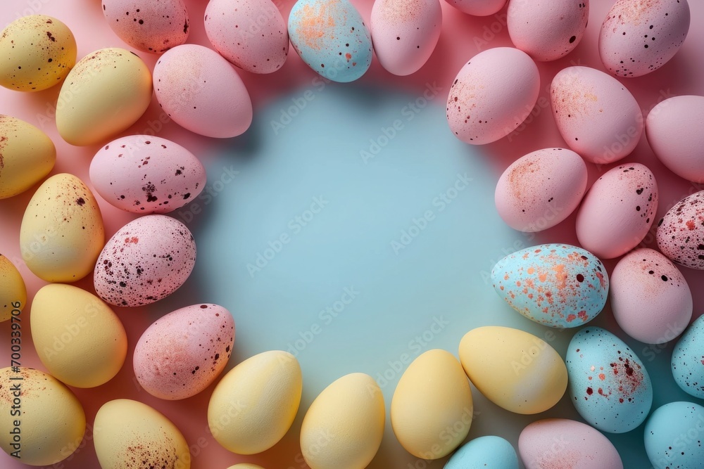 colorful easter eggs forming a circular frame