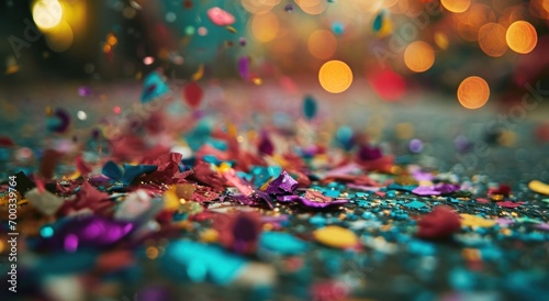 colorful confetti shatters across the ground,