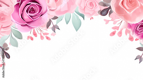 Floral frame with watercolor flowers, decorative flower background pattern, watercolor floral border background
