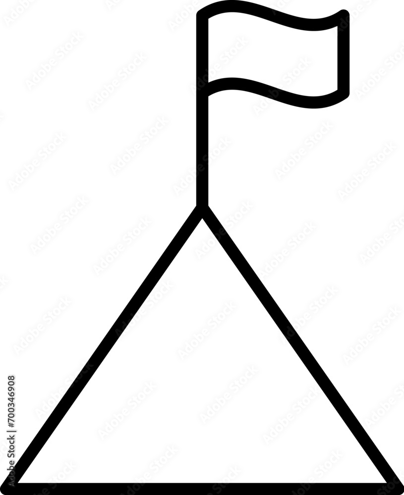 Flag on Mountain Vector Symbol for Adverts. Suitable for books, stores, shops. Editable stroke in minimalistic outline style. Symbol for design Flag on Mountain Vector Symbol for Adverts. Suitable for books, stores, shops. Editable stroke in minimalistic outline style. Symbol for design