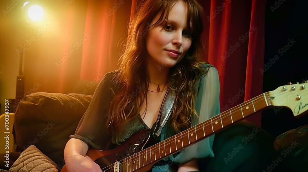 Obraz premium woman playing guitar