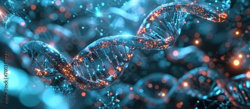 Gene manipulation through genetic engineering in modern medicine, involving DNA and RNA analysis and gene-level alterations, as well as stem cell research, depicted using ai visuals. photo
