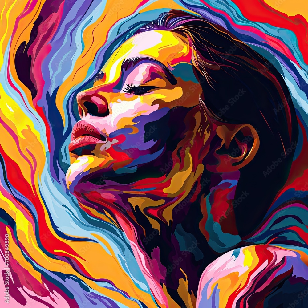 Colorful illustration of a beautiful woman. Creative concept.