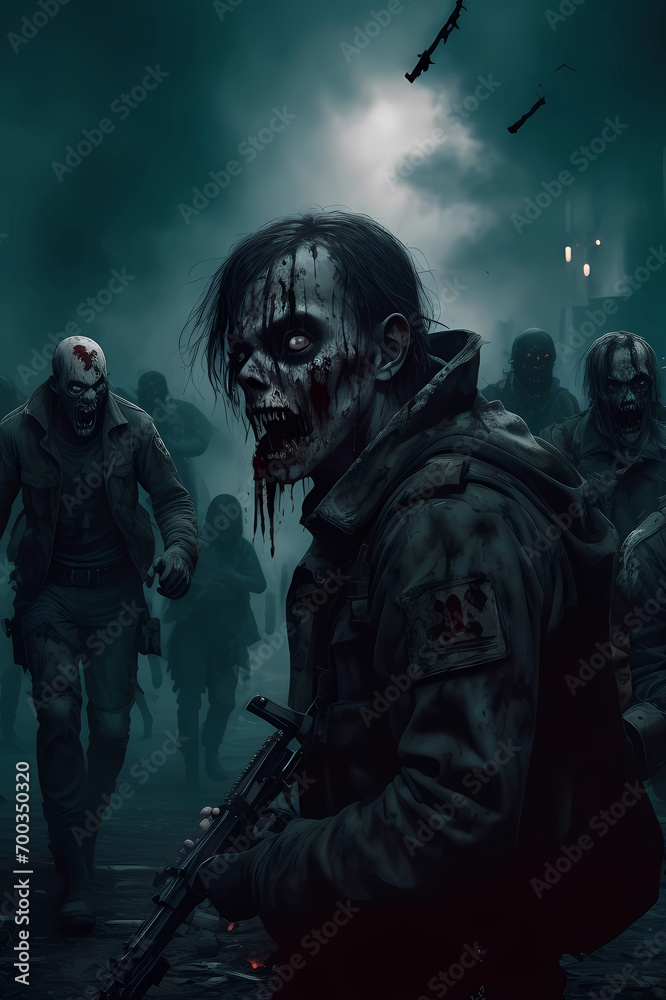 War of zombies against people. Post apocalyptic world War of zombies against people. Post apocalyptic world
