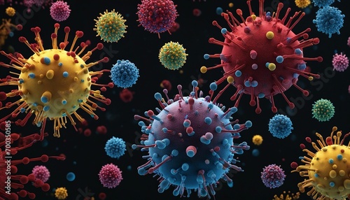 3D Illustration of Colorful Viruses