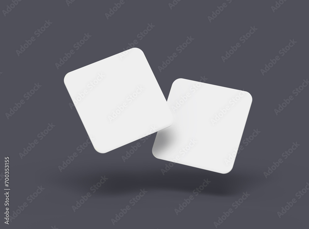 Blank square cards for design presentation. 3d rendering. Blank square cards for design presentation. 3d rendering.