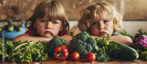Kids dislike vegetables. photo