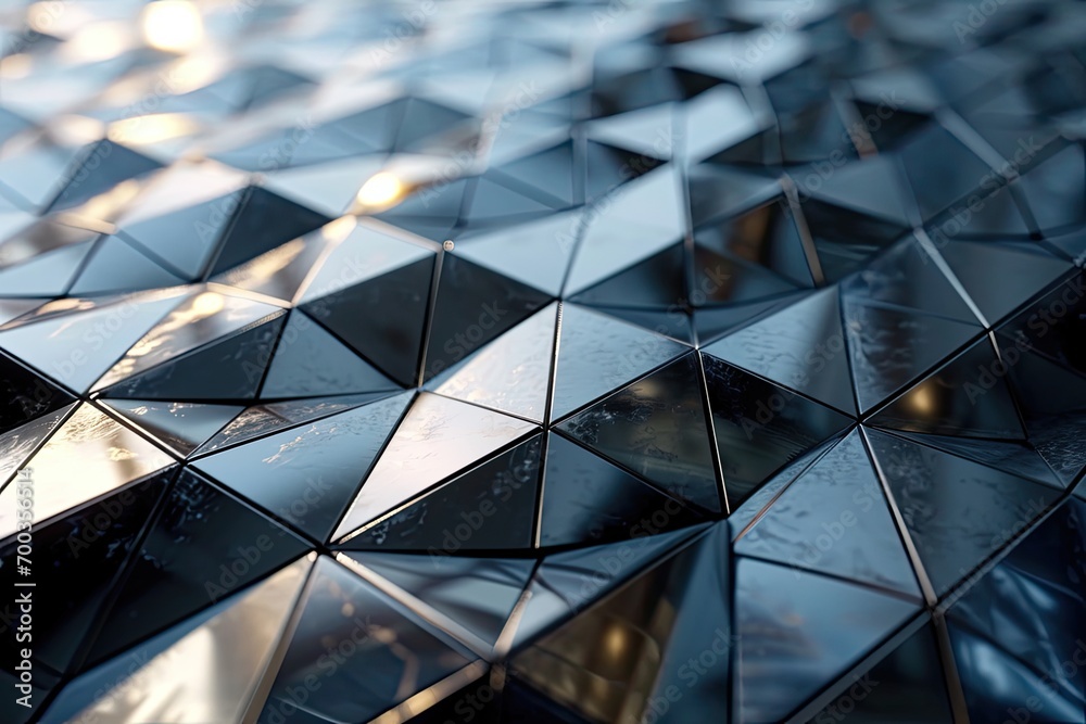 Fototapeta premium Abstract steel metal symmetrical polygonal 3d background