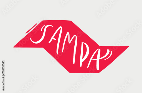 Sampa. Brazilian city in brazilian portuguese. Modern hand Lettering. vector. photo