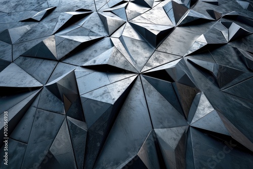 Polygonal 3D backdrop with abstract steel and metal symmetry