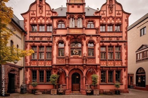 A historical building in Aschaffenburg, Bavaria, Germany. Generative AI photo