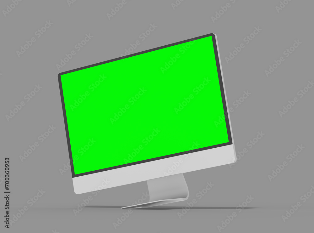 iMac desktop template with green screen for UI/UX Product Showcase. 3D Render iMac desktop template with green screen for UI/UX Product Showcase. 3D Render