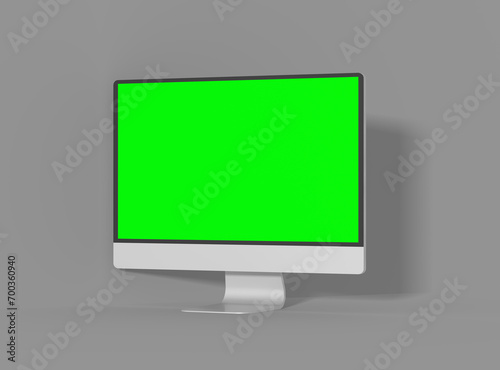 iMac desktop template with green screen for UI/UX Product Showcase. 3D Render