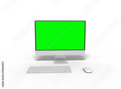 iMac desktop template with green screen for UI/UX Product Showcase on transparent background.