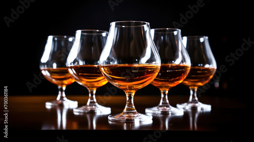 Cognac glasses on table, catering event