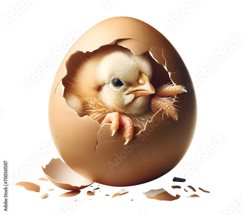 éclosion d'un œuf avec un poussin qui sort - png fond transparent photo