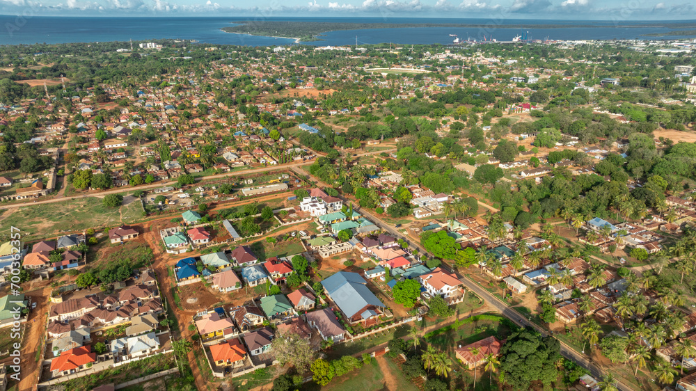 Aerial view of Mtwara historical town in south of Tanzania