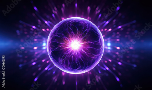 Glowing Violet Purple Synthwave Sahasrara Crown Chakra Sphere Esoteric Sacred Geometric Energy Healing Orb