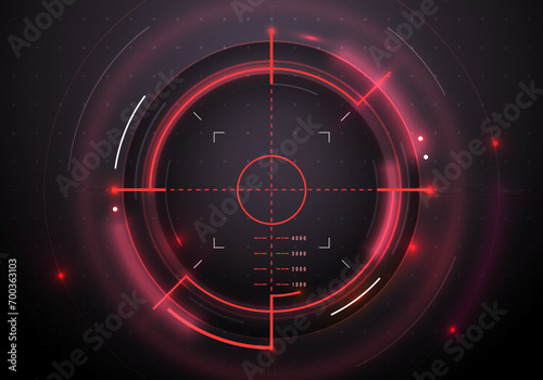 Futuristic red rifle scope HUD for take aim photo